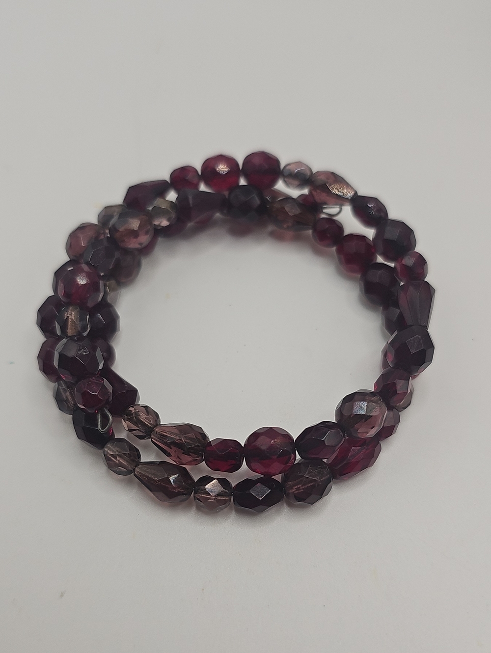 Deep Garnet Faceted Stretch Bracelet Set